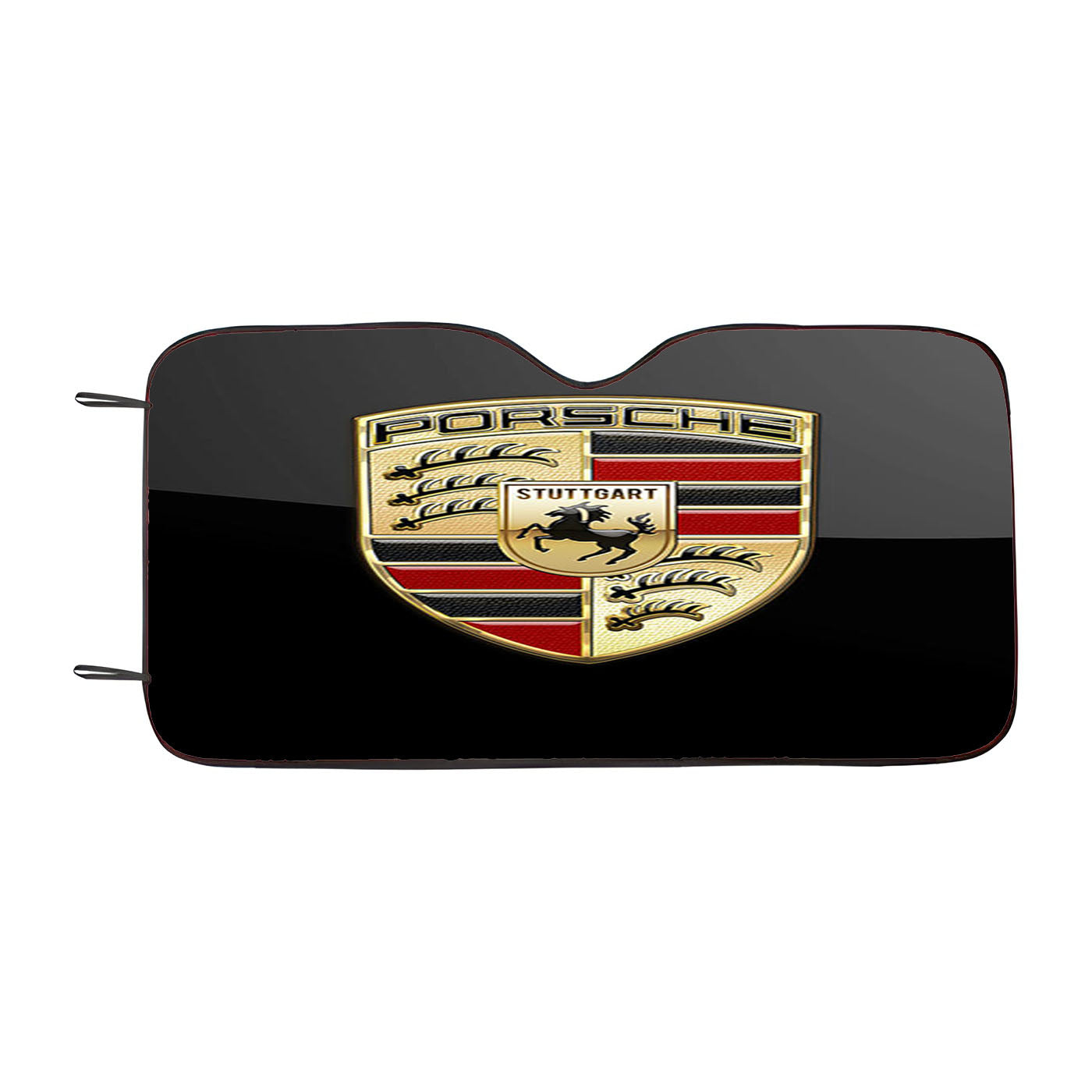 Porsche Badge Logo On Black Serge Ver Bukh Car Windshield Sunshade