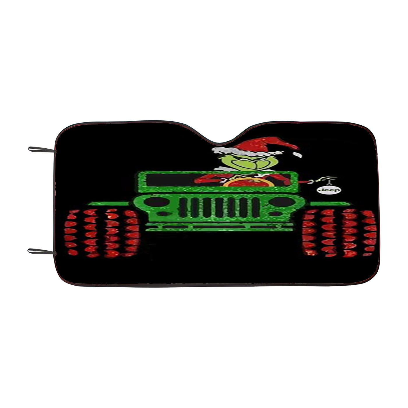 The Grinch Riding Jeep Car Windshield Sunshade