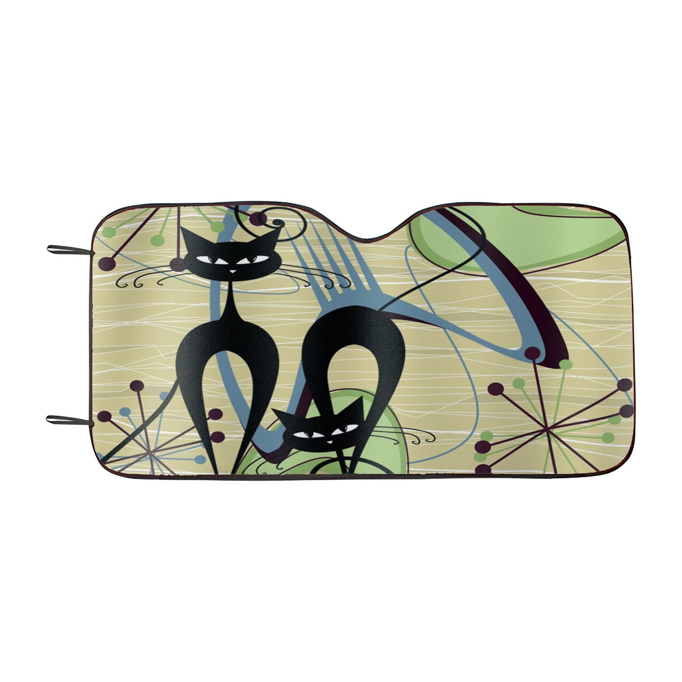 50S Retro Vintage Mid Mod Atomic Kitschy Cats Car Windshield Sunshade