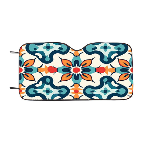 A Pattern With A Flower And Leaves. Car Windshield Sunshade