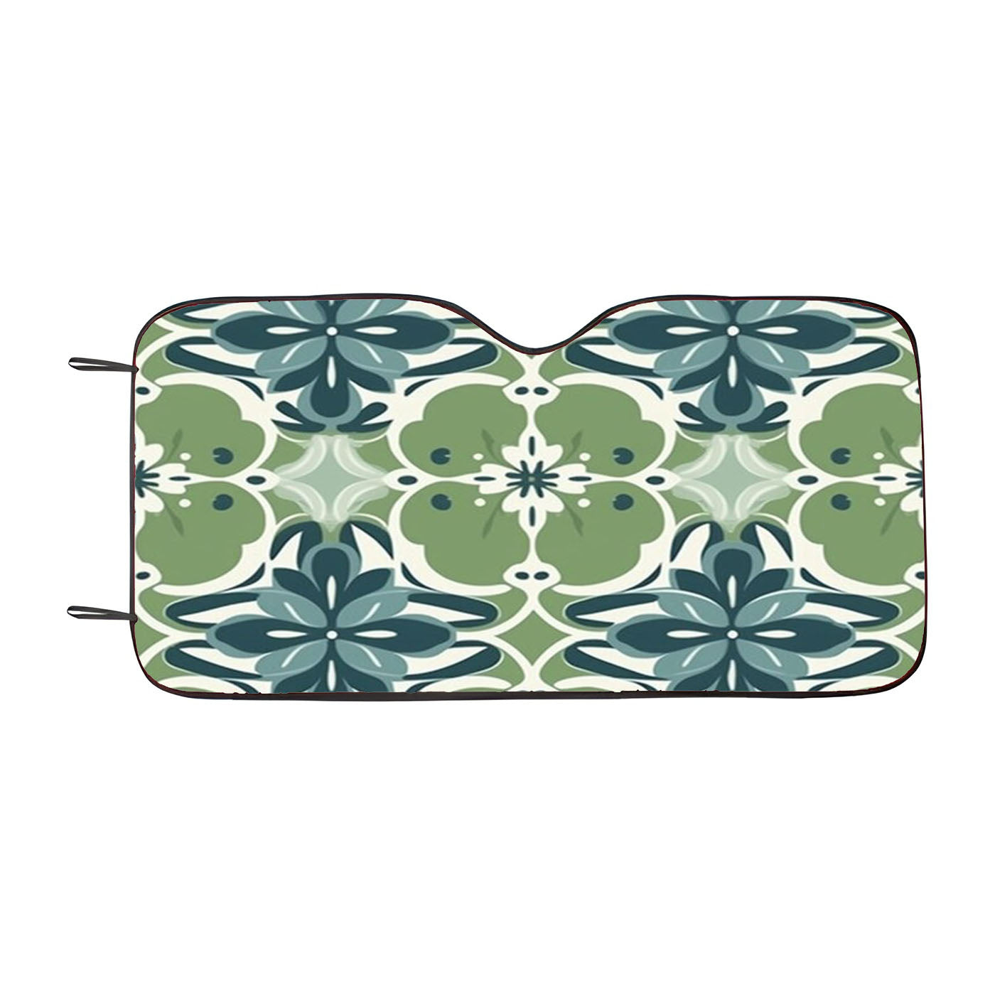 A Seamless Pattern With Blue Flowers And Green Leaves Car Windshield Sunshade