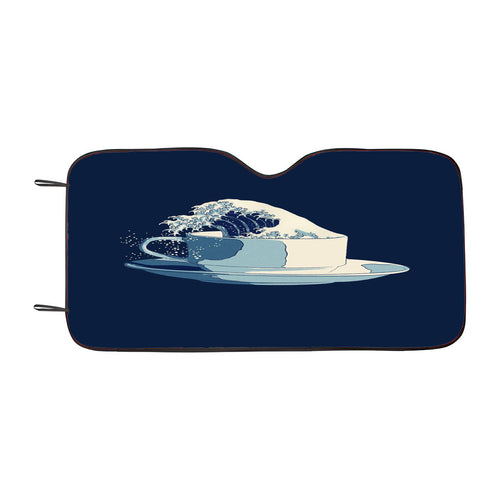Abstract Minimalist Waves Coffee Art Car Windshield Sunshade