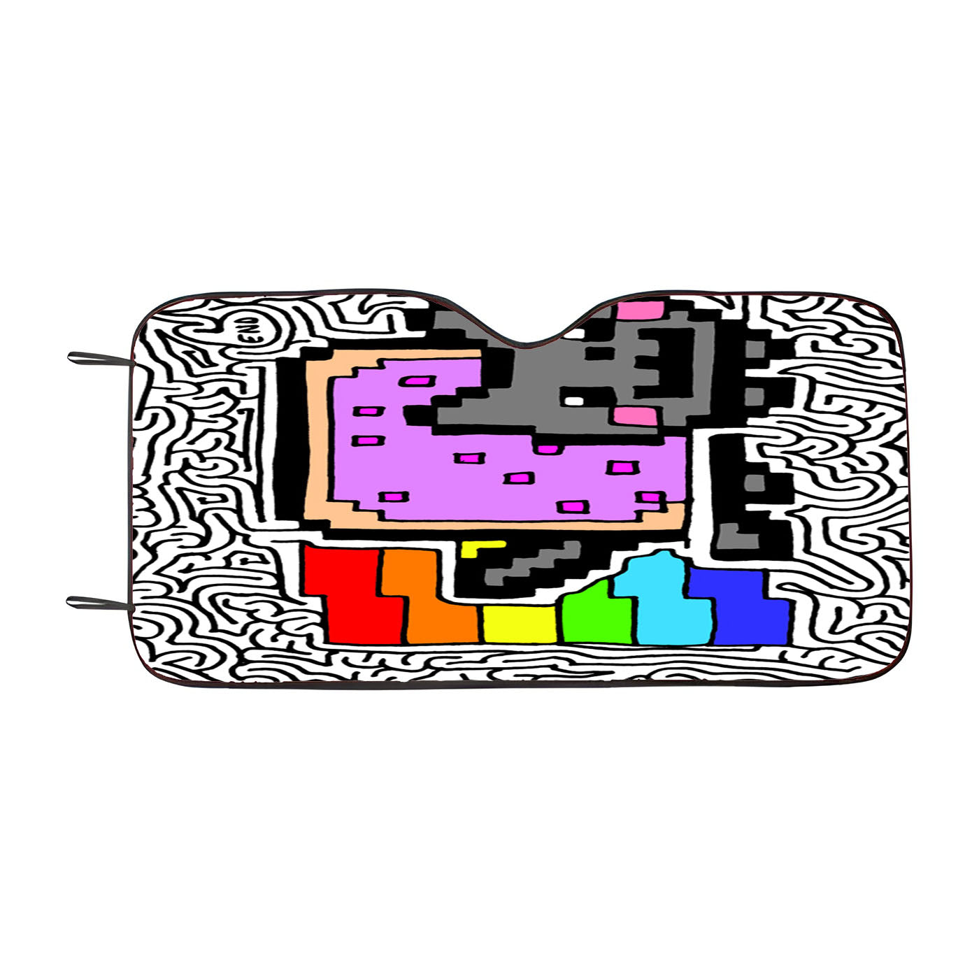 Abstract Rainbow Cute Cat Car Windshield Sunshade