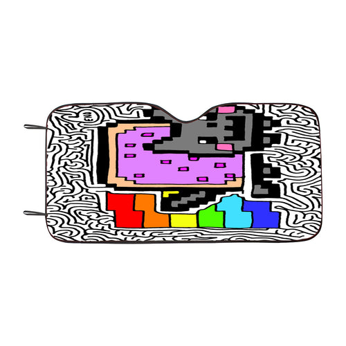 Abstract Rainbow Cute Cat Car Windshield Sunshade