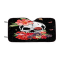 Abstract Skull And Flower Dark Background Car Windshield Sunshade