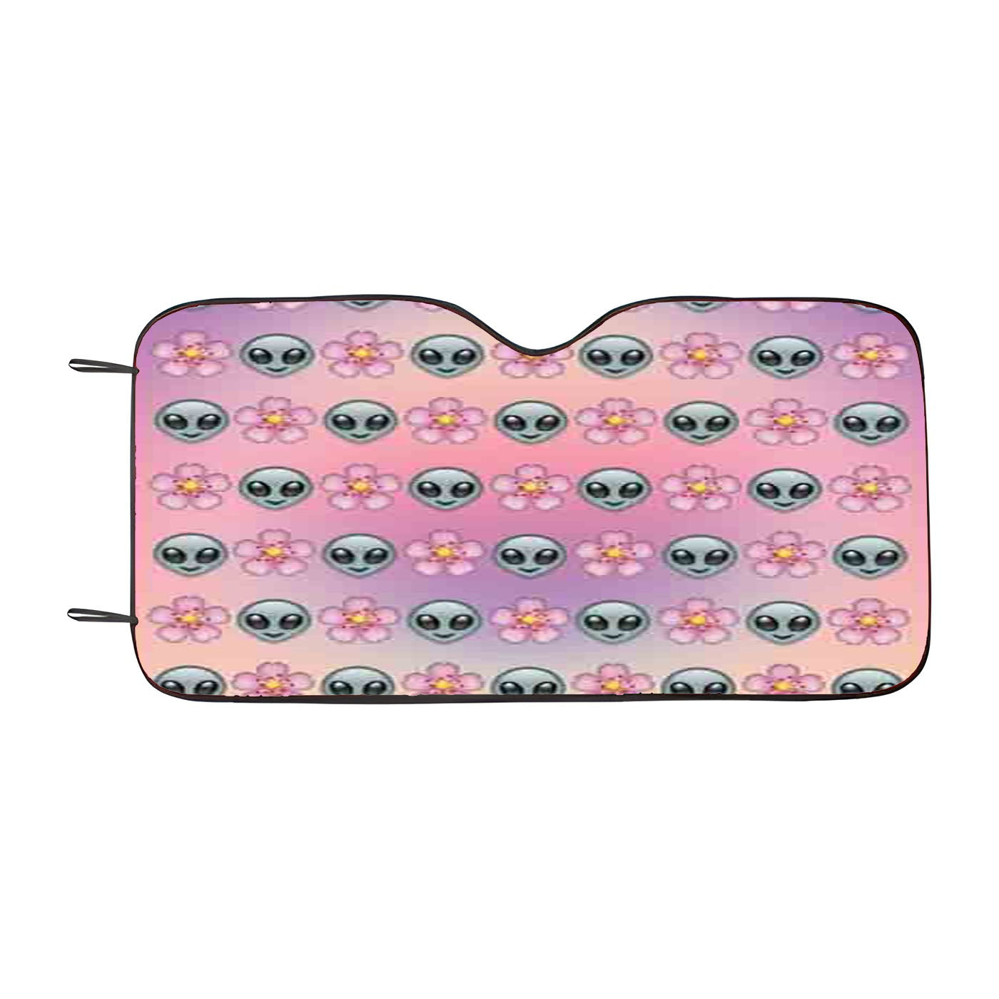 Alien Emoji Flower Car Windshield Sunshade