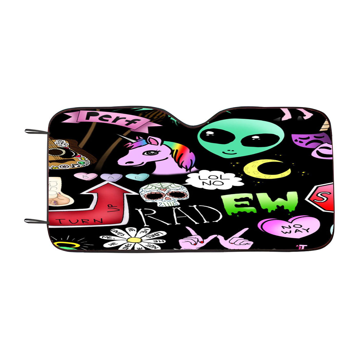 Alien Unicorn Collage Car Windshield Sunshade