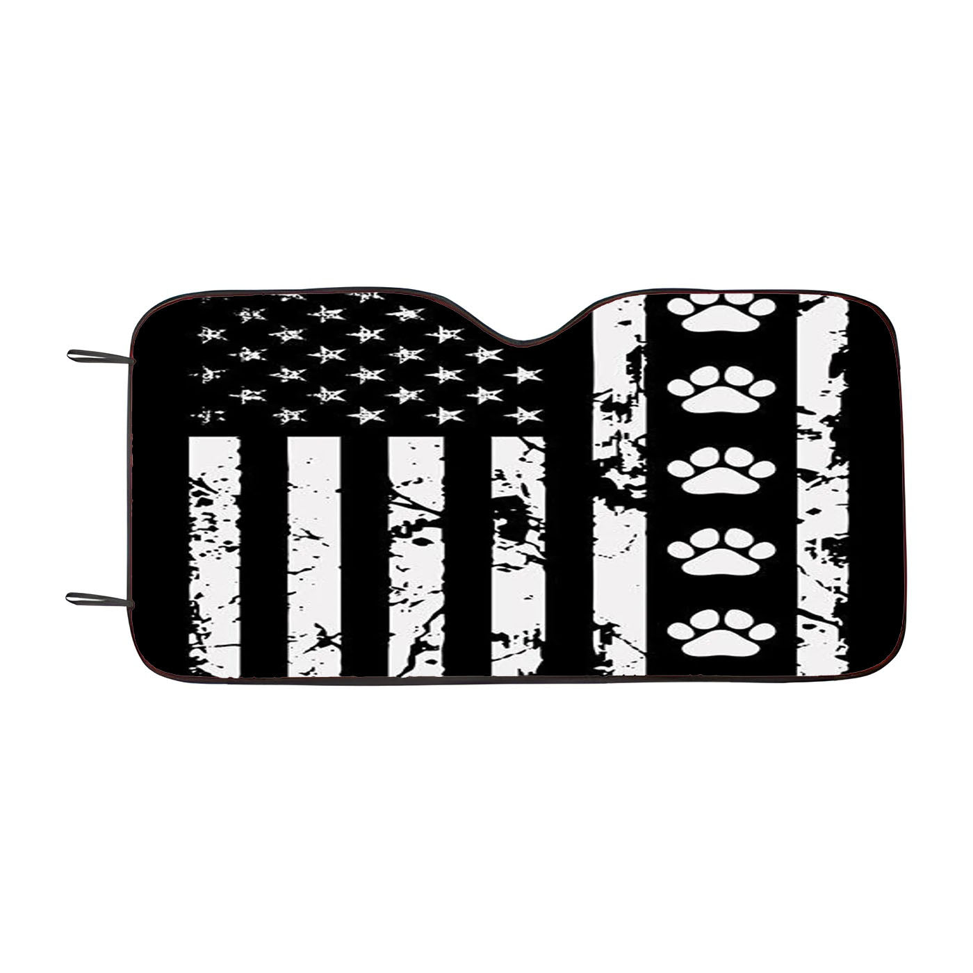 American Flag With Dog Paws Car Windshield Sunshade