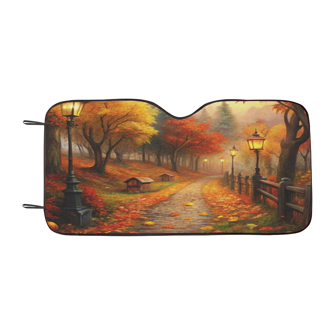 Autumn Country Lane Car Windshield Sunshade