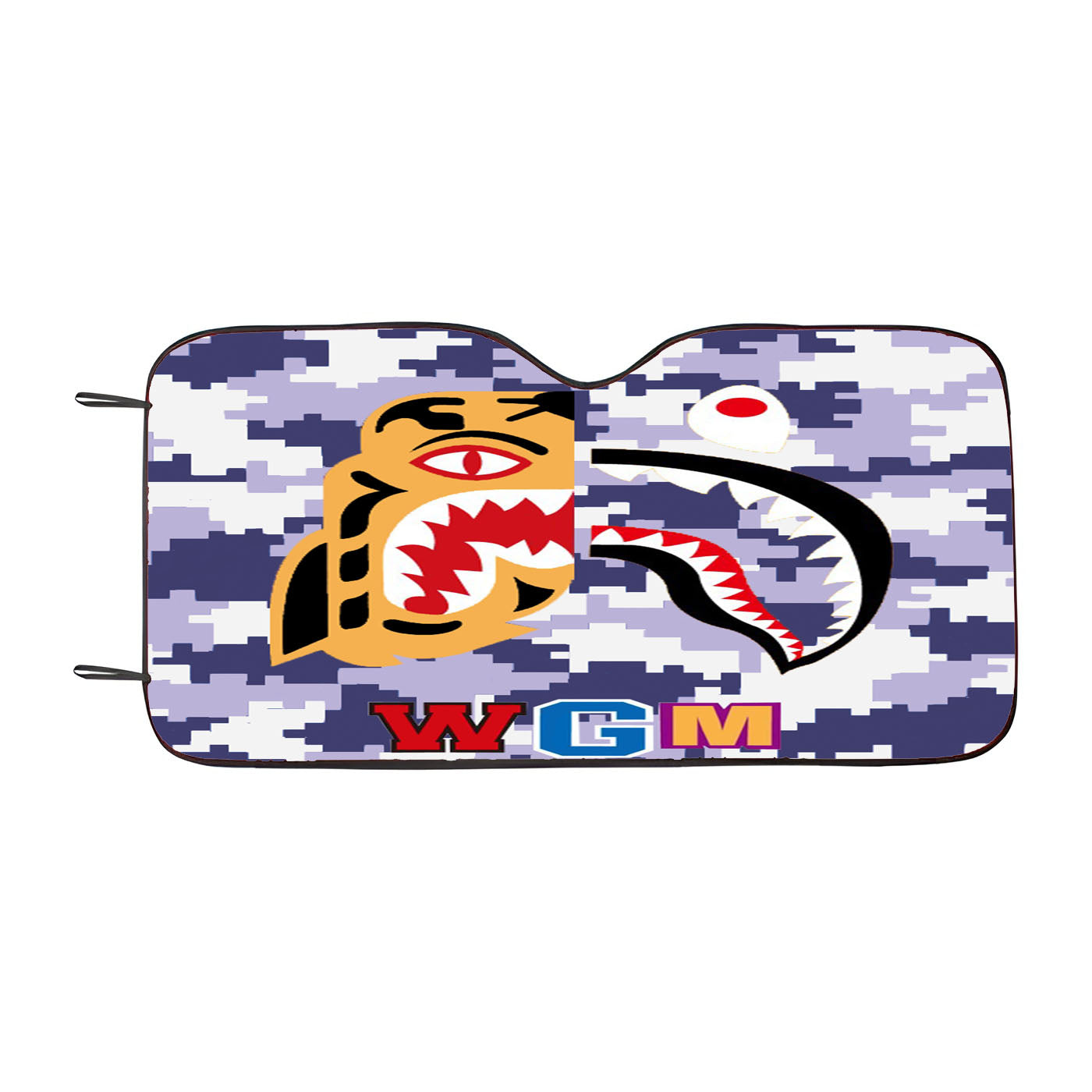 Bape Tiger Shark Blue Purple 8 Bit Car Windshield Sunshade