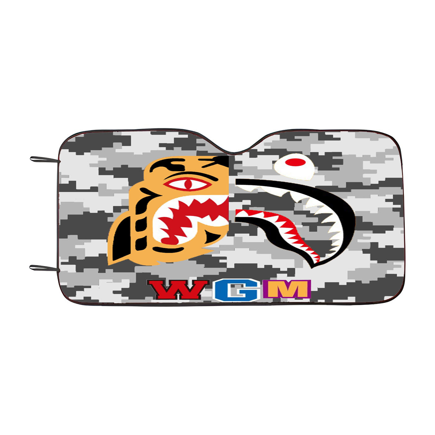 Bape Tiger Shark Grey 8 Bit Car Windshield Sunshade