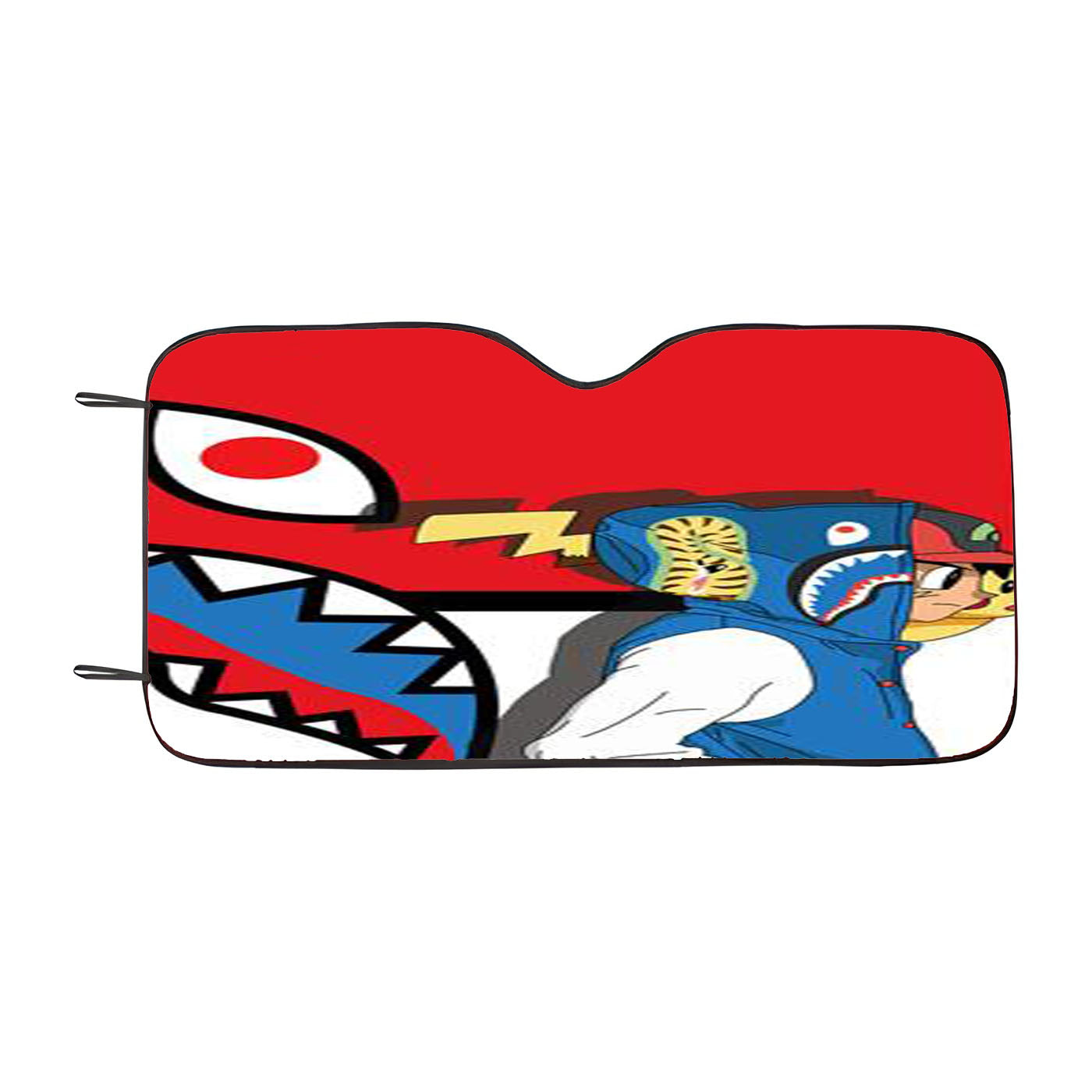 Bathing Ape Bape Shark Ash Ketchum And Pokemon Car Windshield Sunshade