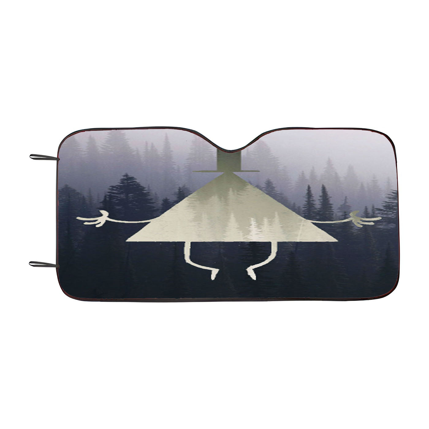 Bill Cipher Wheel Gravity Falls Forest Silhouette Car Windshield Sunshade