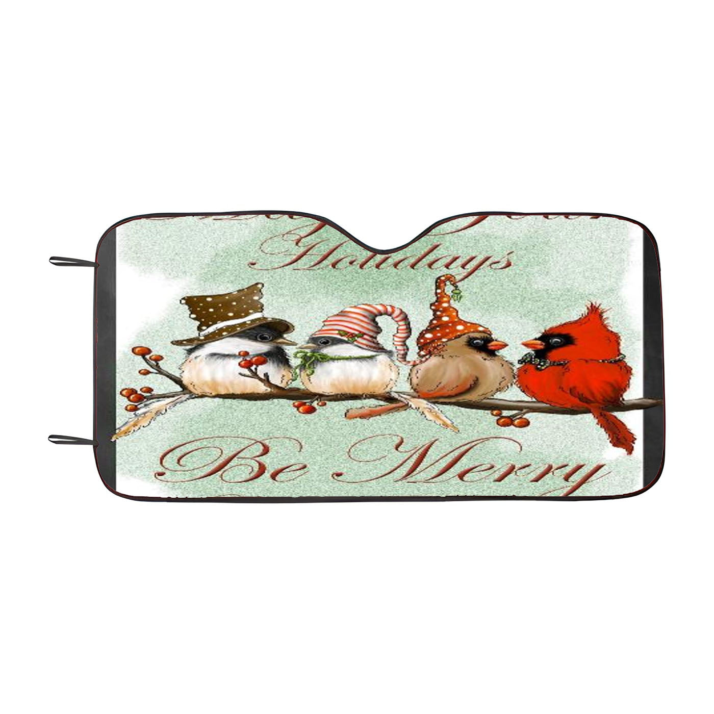 Birds On Branch Merry And Bright Car Windshield Sunshade