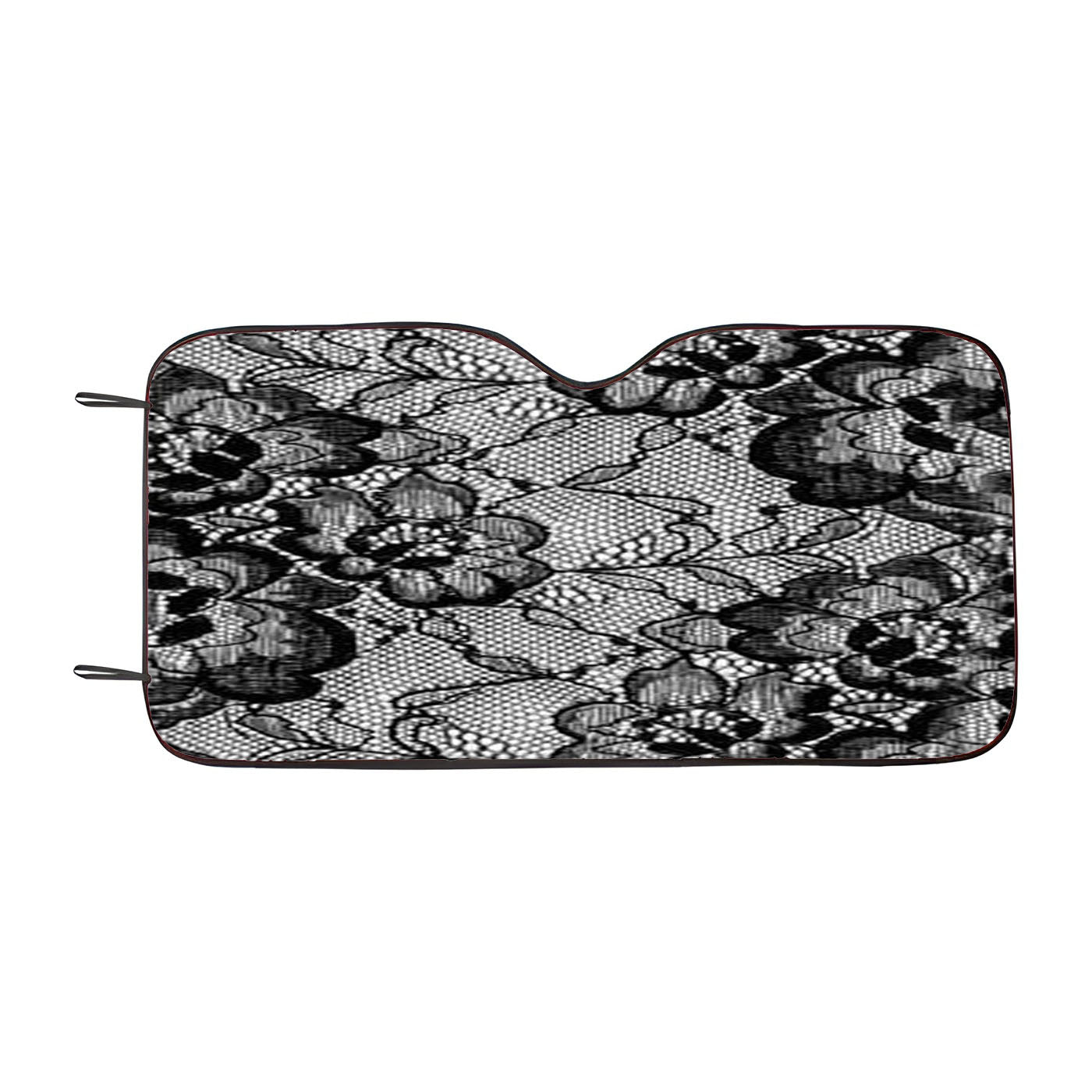 Black %26 White Floral Lace Car Windshield Sunshade