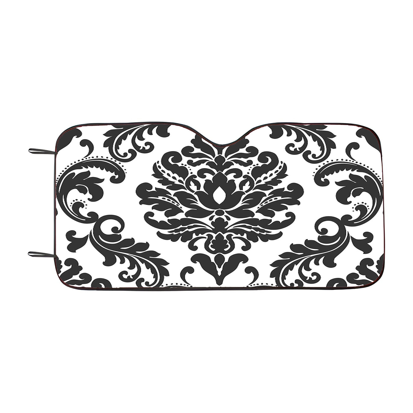 Black Damask Pattern Car Windshield Sunshade