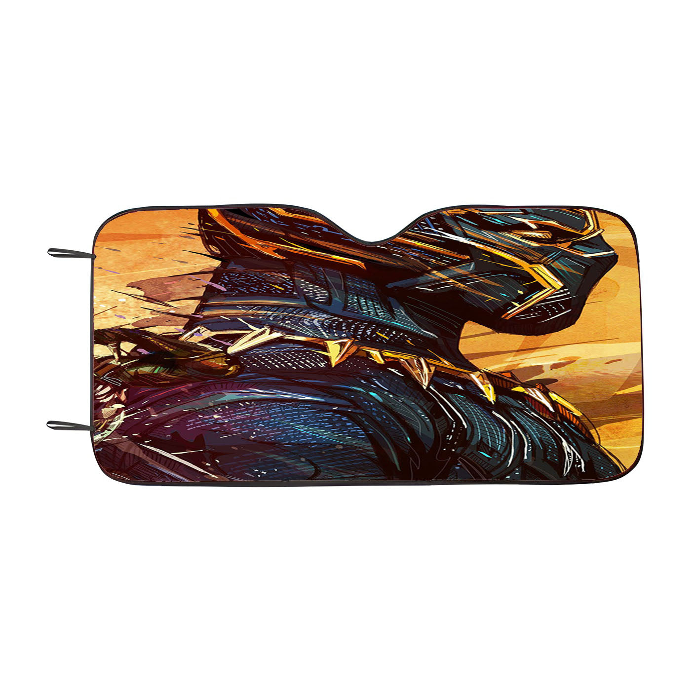 Black Panther Gold Artwork Car Windshield Sunshade