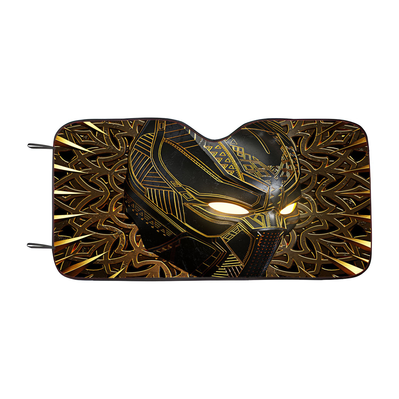 Black Panther Gold Mask Car Windshield Sunshade