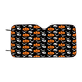 Black Pattern Pumpkins Bone And Head Skeleton Halloween Car Windshield Sunshade