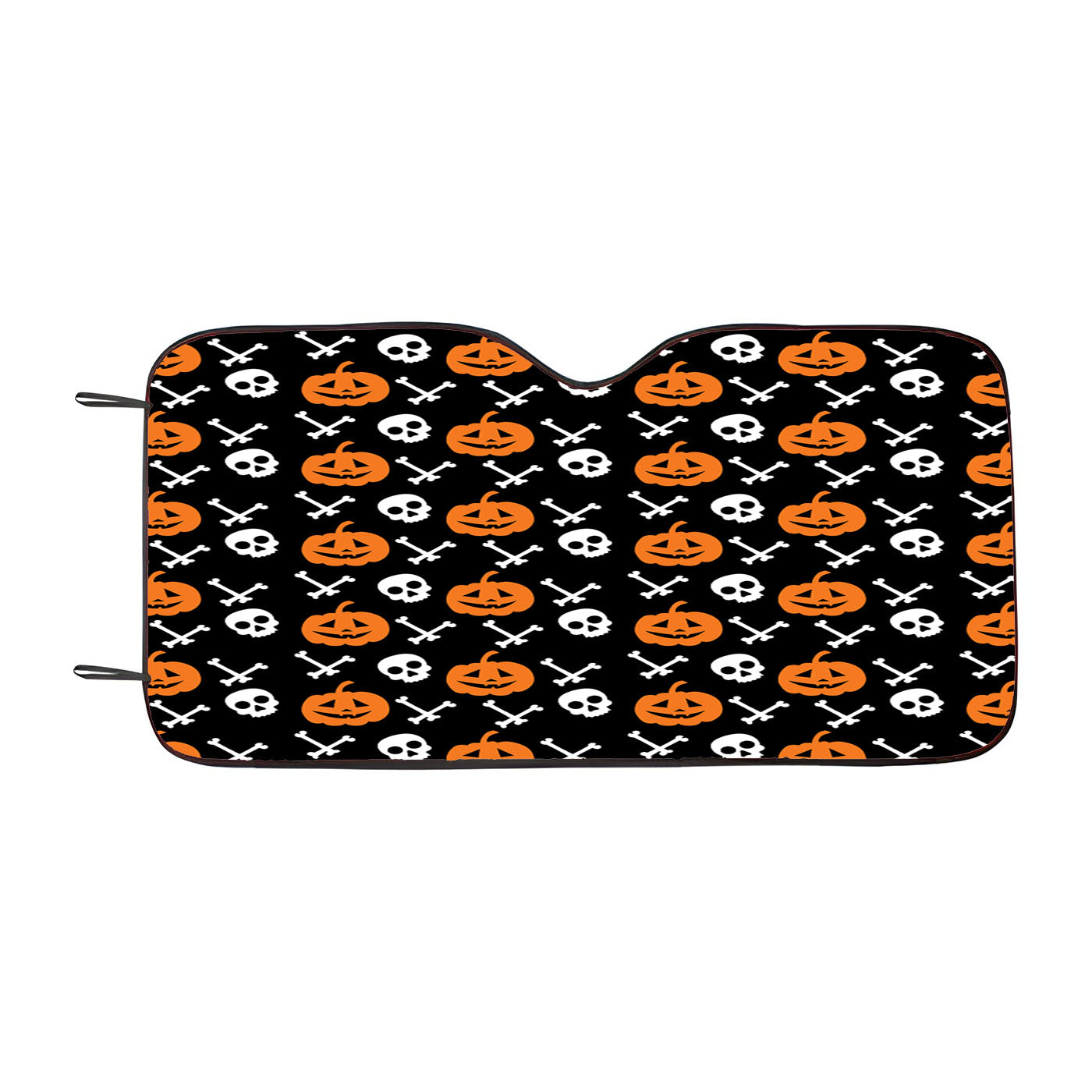 Black Pattern Pumpkins Bone And Head Skeleton Halloween Car Windshield Sunshade
