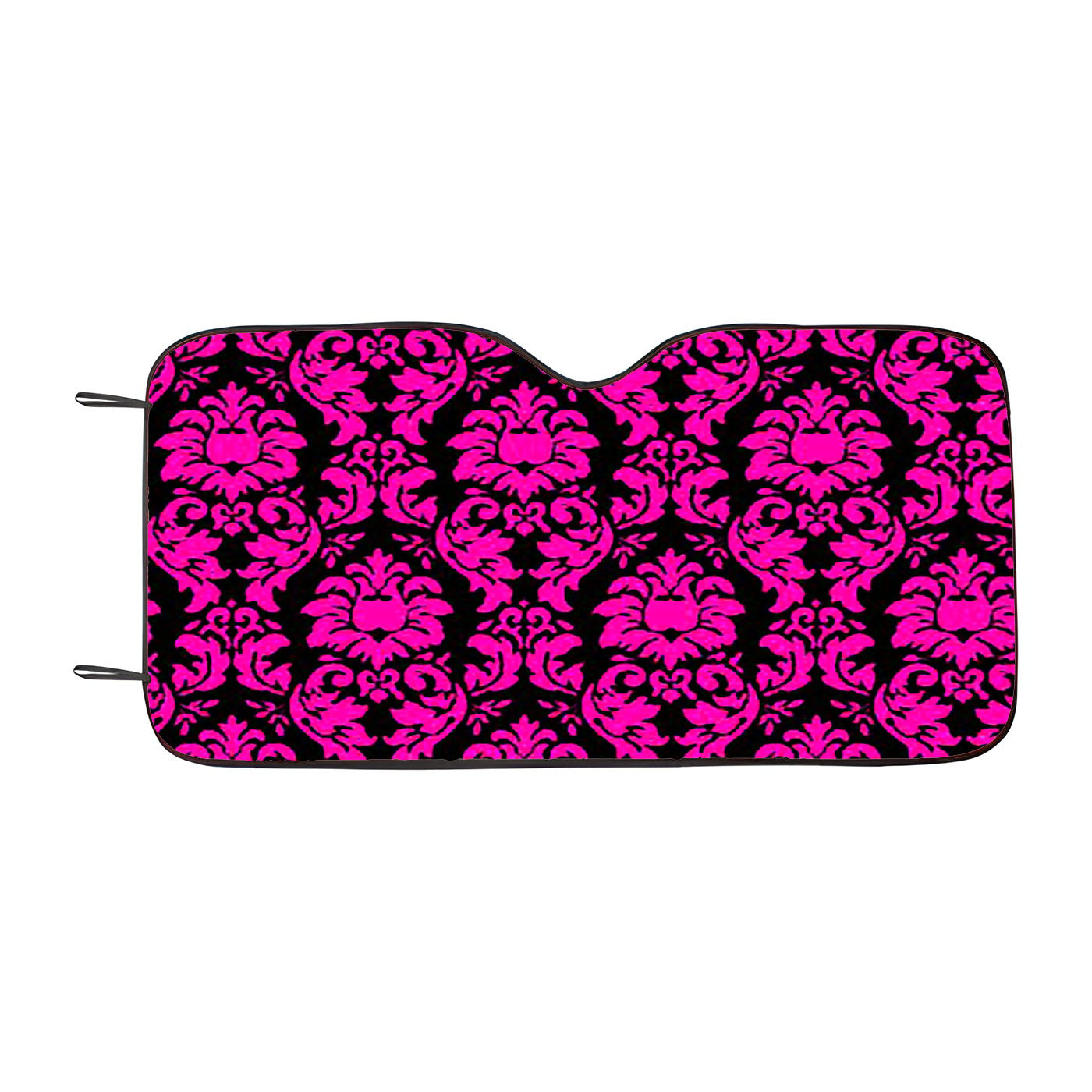 Black Pink Damask Pattern Car Windshield Sunshade