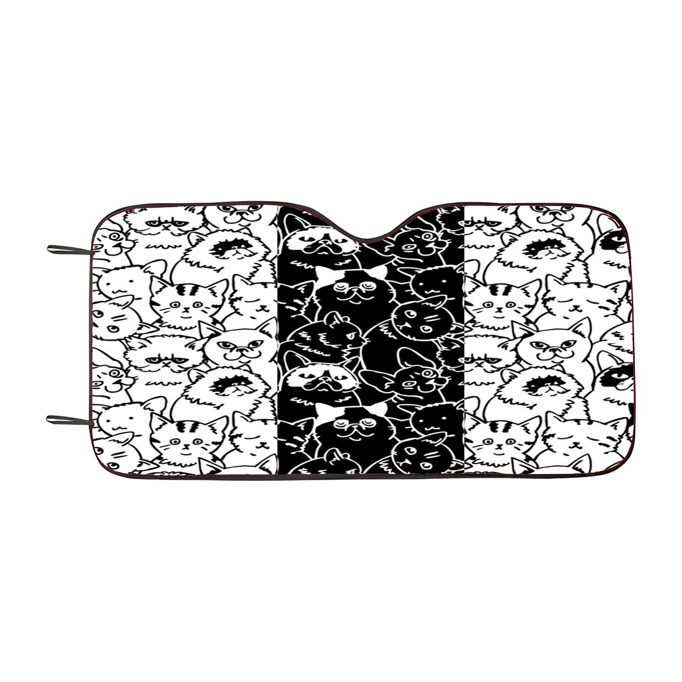 Black White Cats Pattern Car Windshield Sunshade