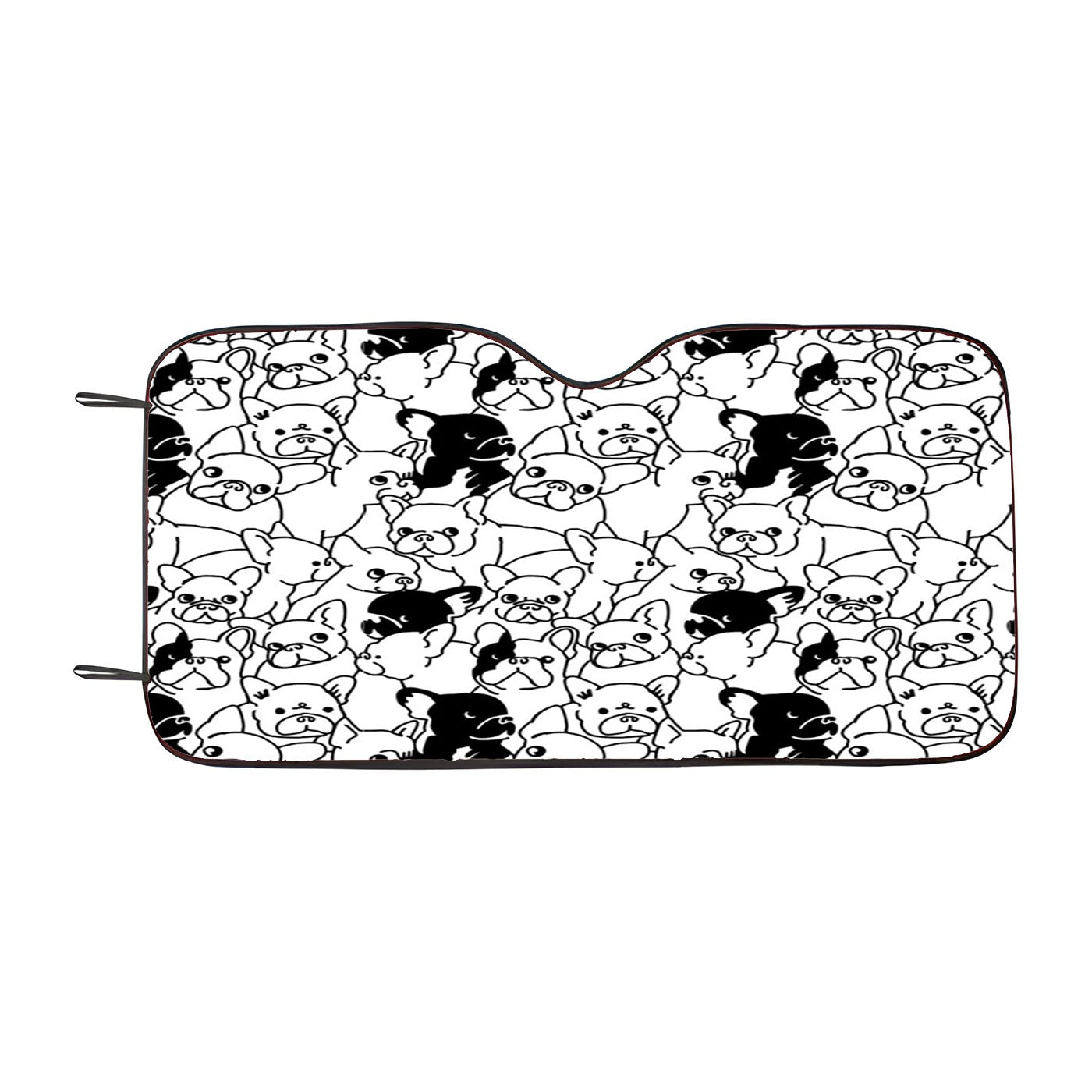 Black White French Bulldog Pattern Car Windshield Sunshade