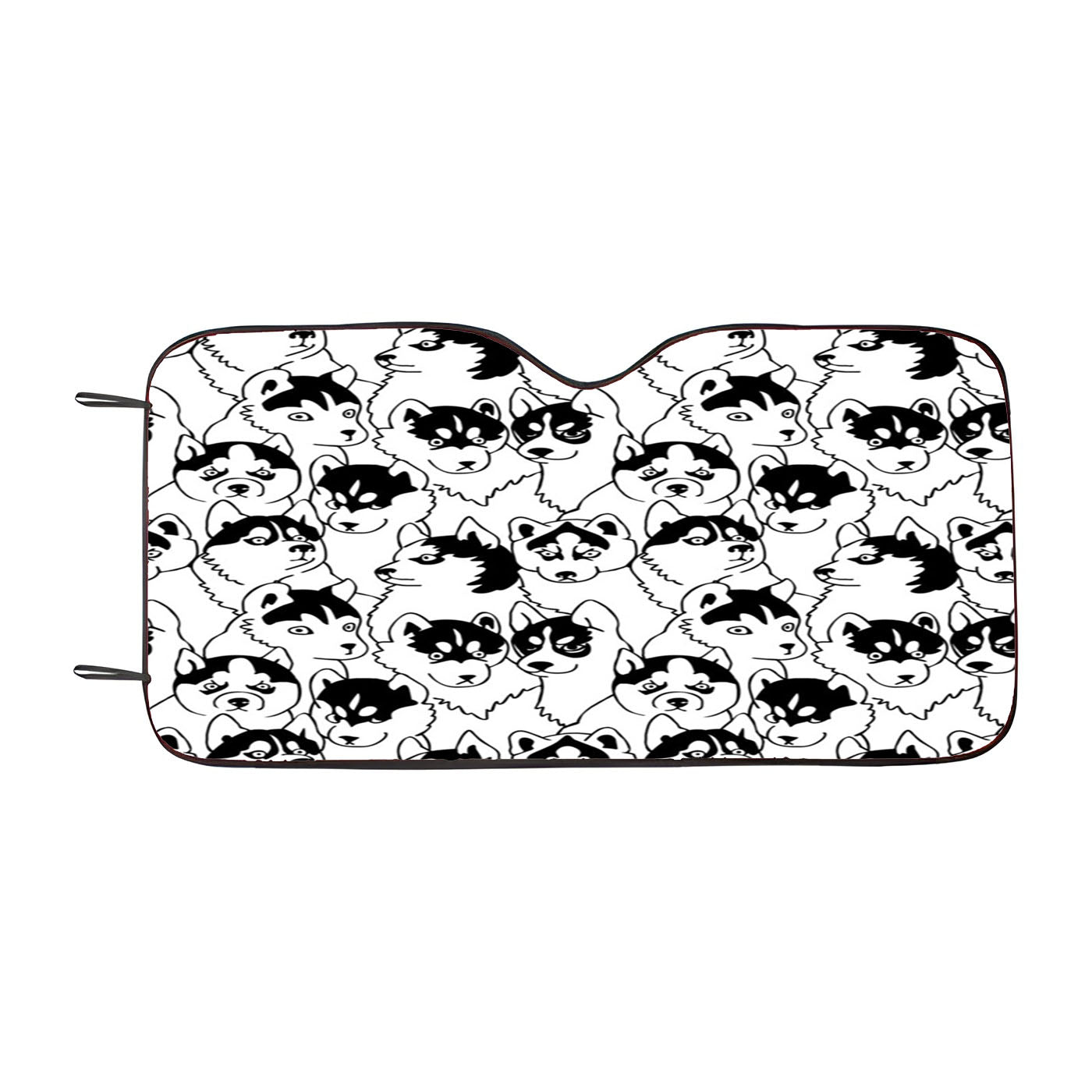 Black White Husky Pattern Car Windshield Sunshade