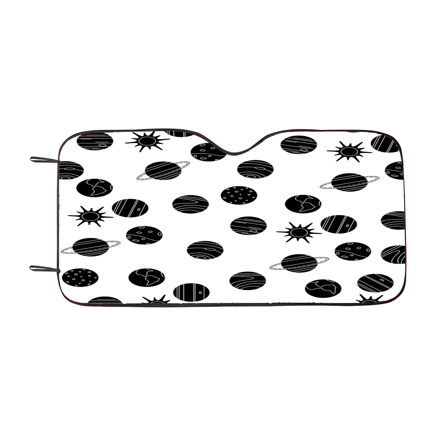 Black White Planet Pattern Doodle Car Windshield Sunshade