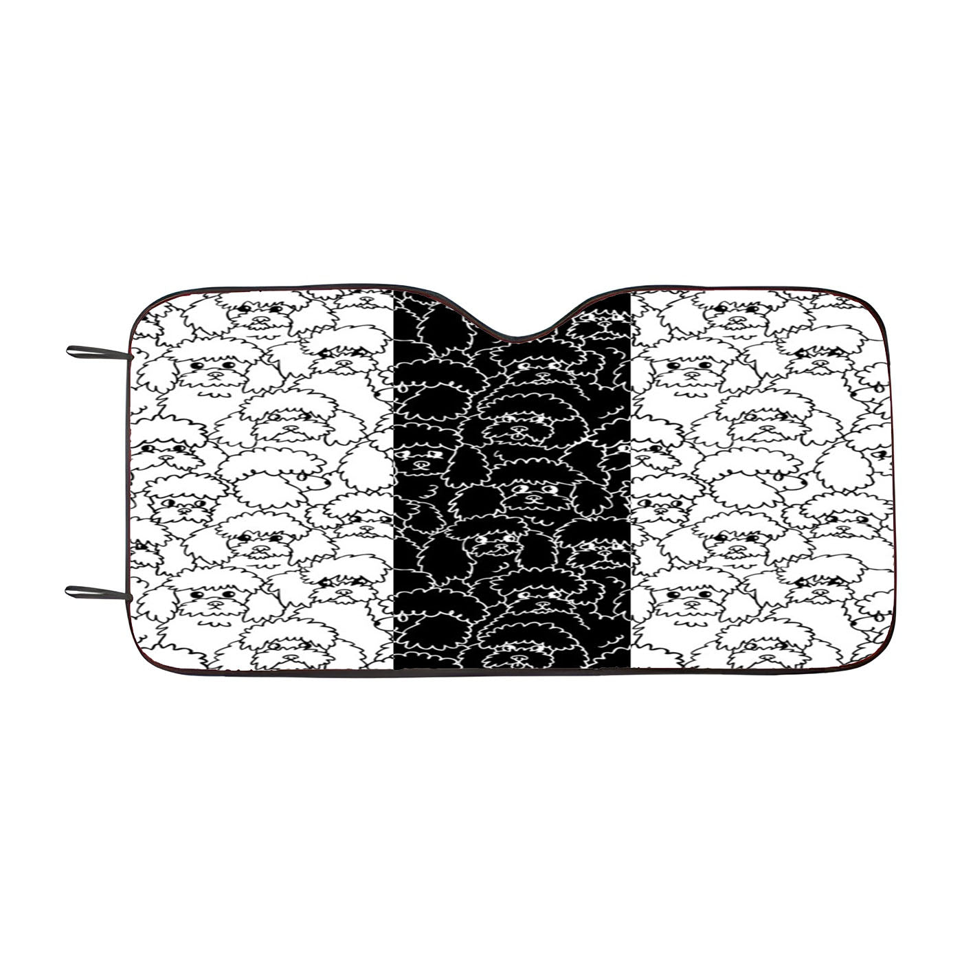 Black White Poodle Pattern Car Windshield Sunshade