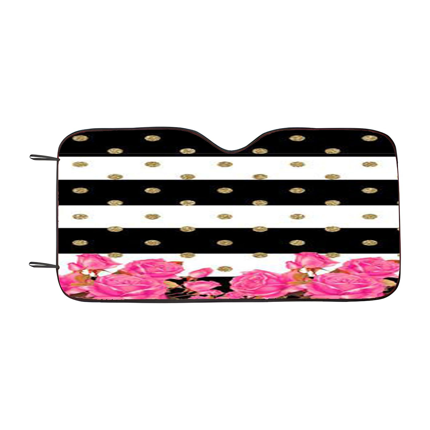 Black White Stripes Gold Spots Pink Kate Spade Car Windshield Sunshade