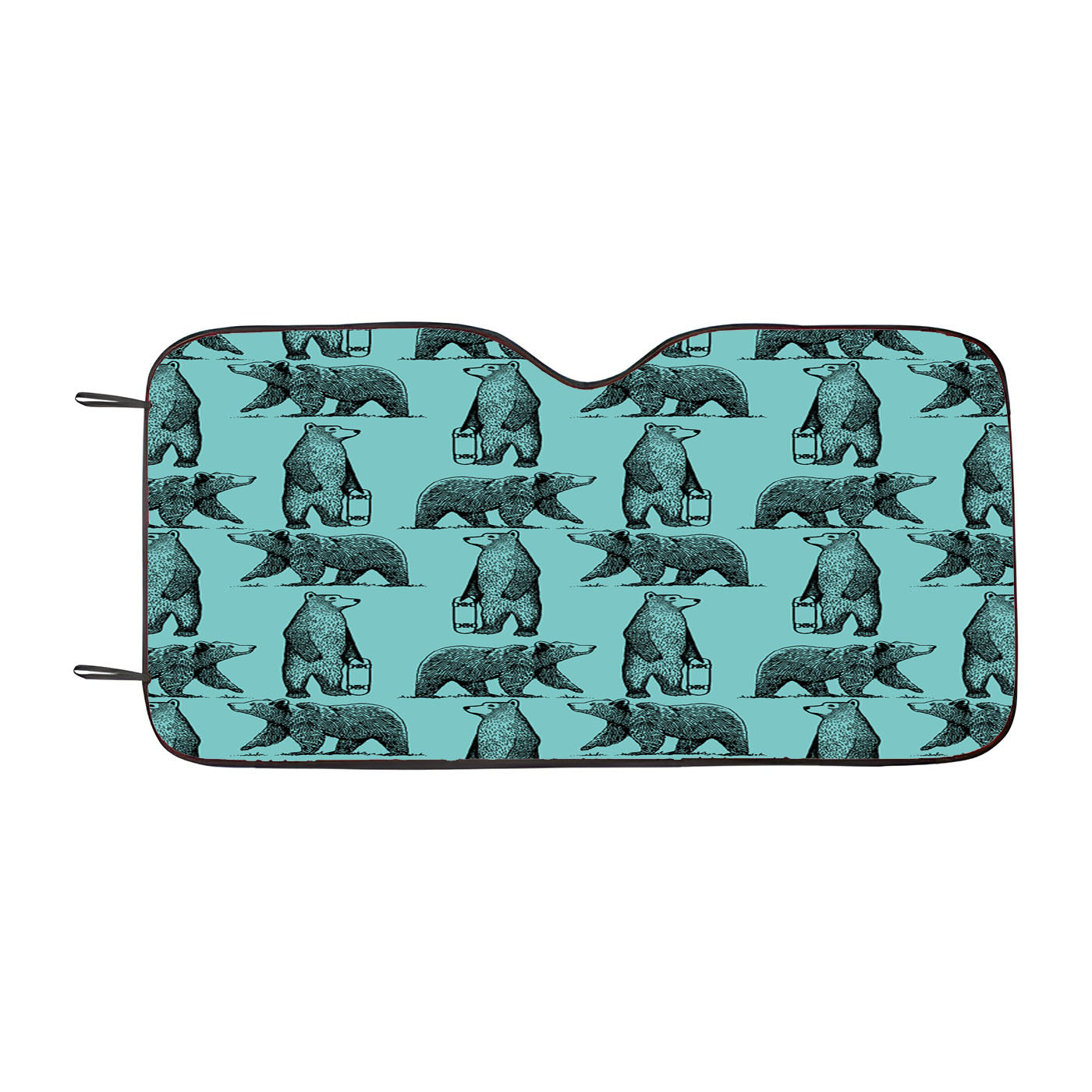 Blue And Black Skate Bear Illustrations Pattern Car Windshield Sunshade