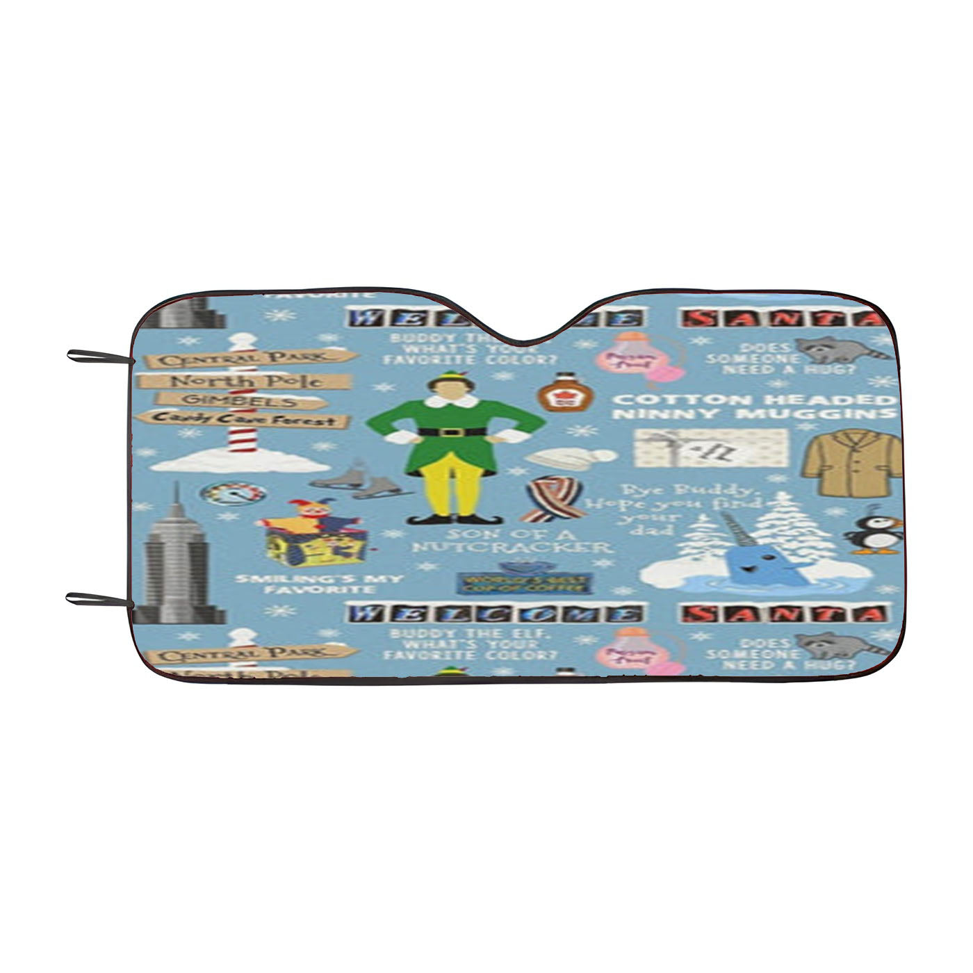 Blue Buddy The Elf Pattern Car Windshield Sunshade
