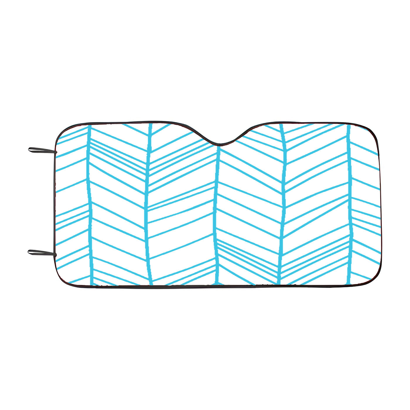 Blue Line Hand Drawn Chevron Seamless Pattern Car Windshield Sunshade