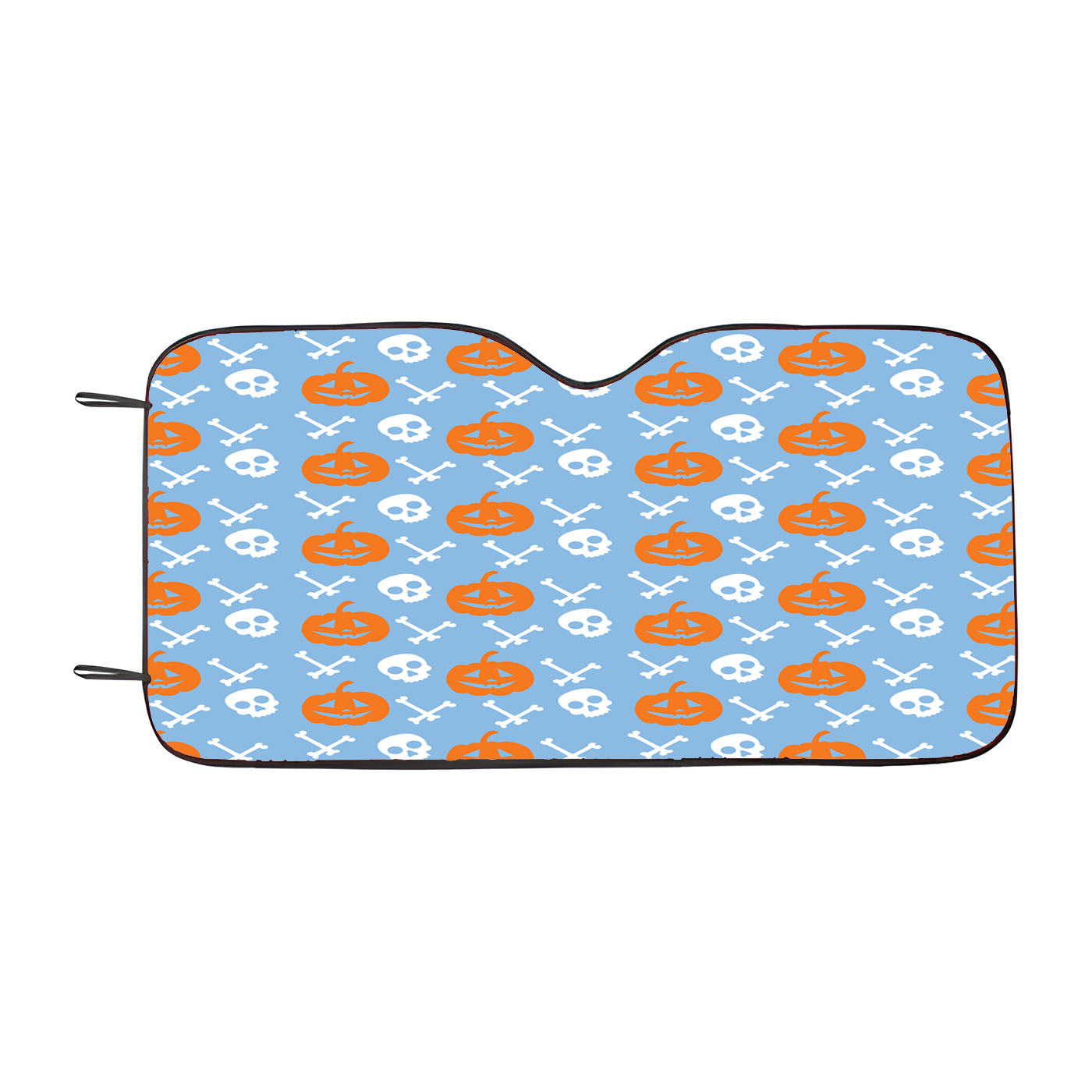 Blue Pattern Pumpkins Bone And Head Skeleton Halloween Car Windshield Sunshade
