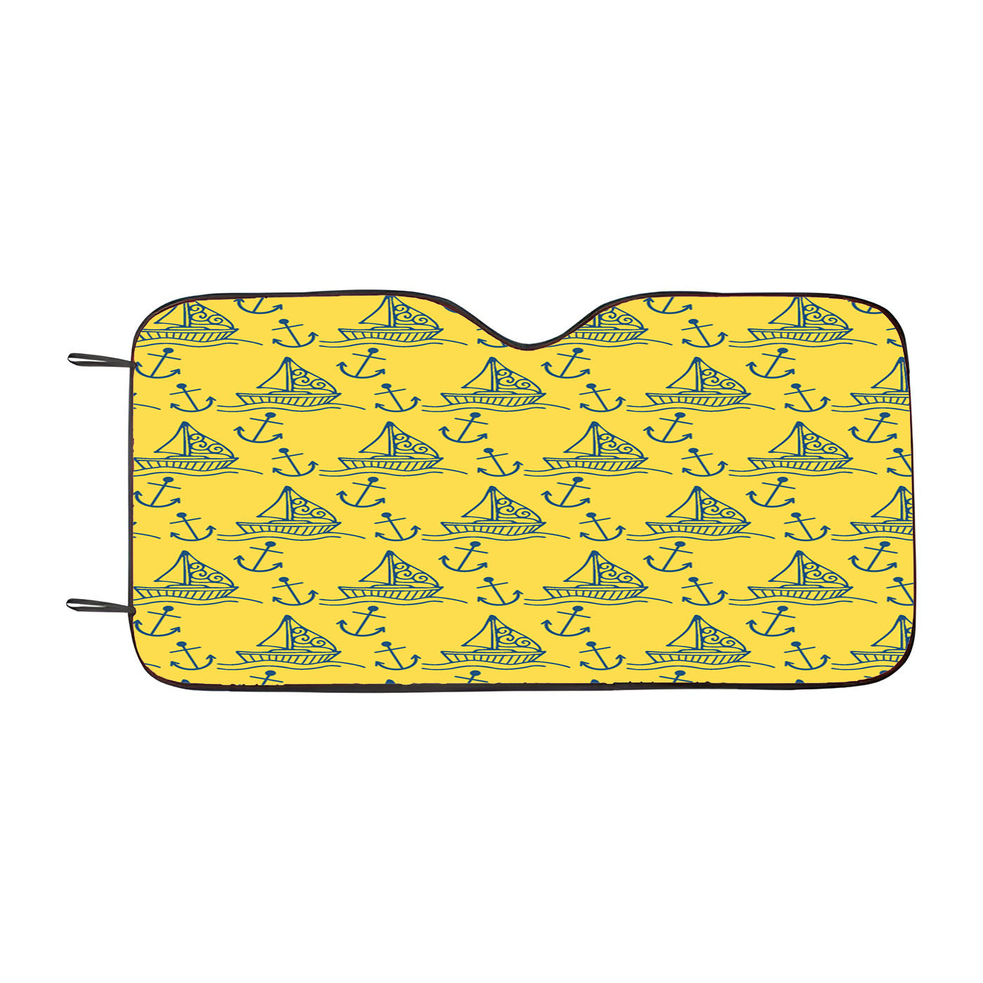 Blue Yellow Sailor Ship Pattern Car Windshield Sunshade
