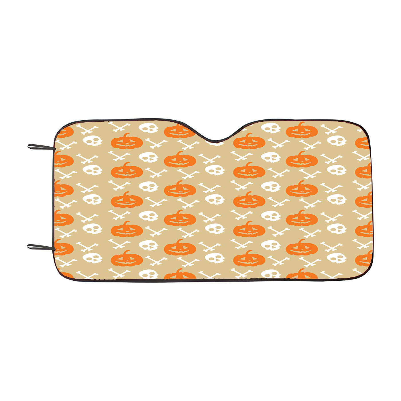 Brown Pattern Pumpkins Bone And Head Skeleton Halloween Prints Car Windshield Sunshade