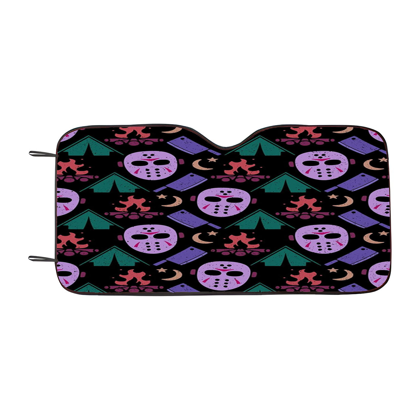 Camping With Jason Voorhees Friday The 13 Pattern Car Windshield Sunshade