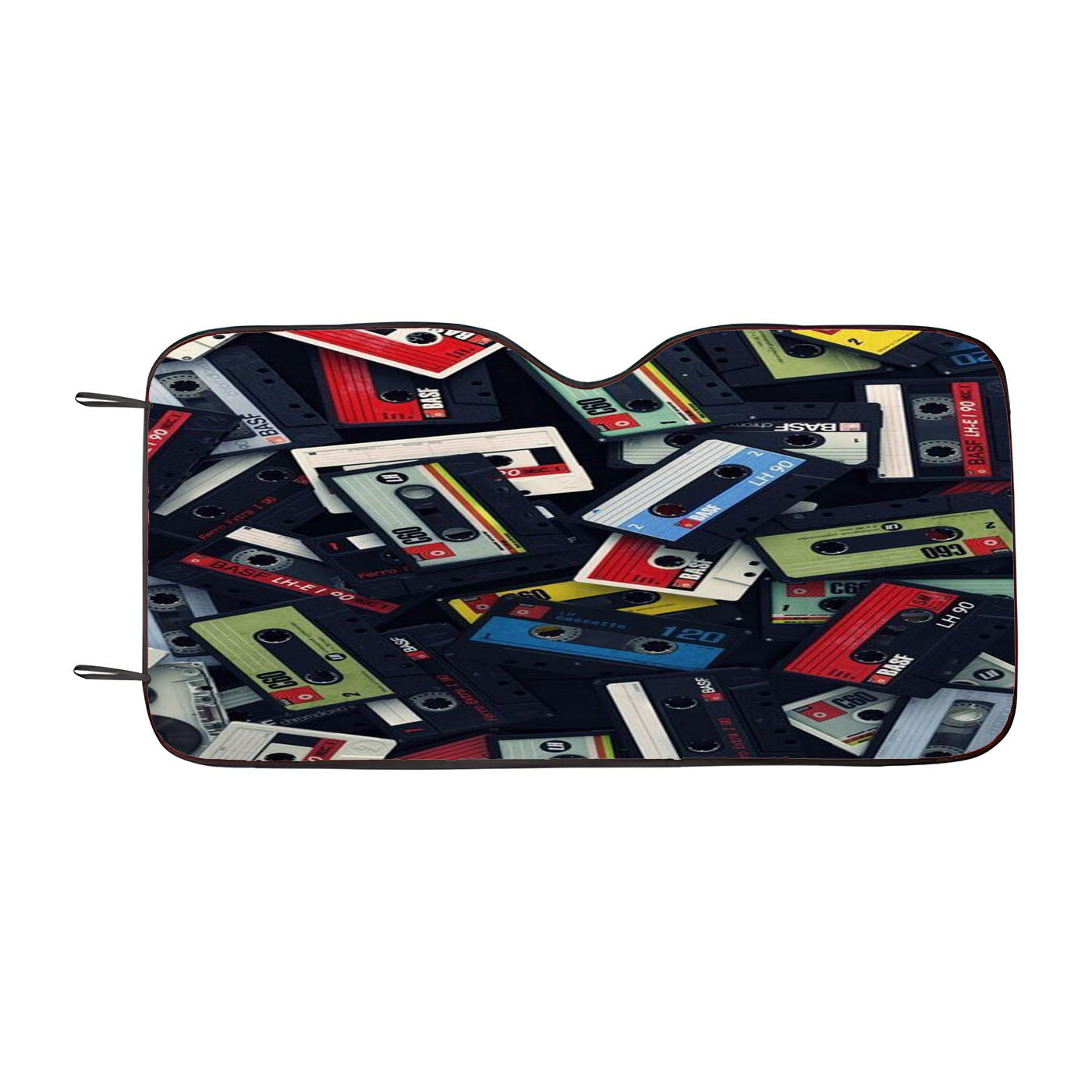 Cassete Vintage Pattern Car Windshield Sunshade