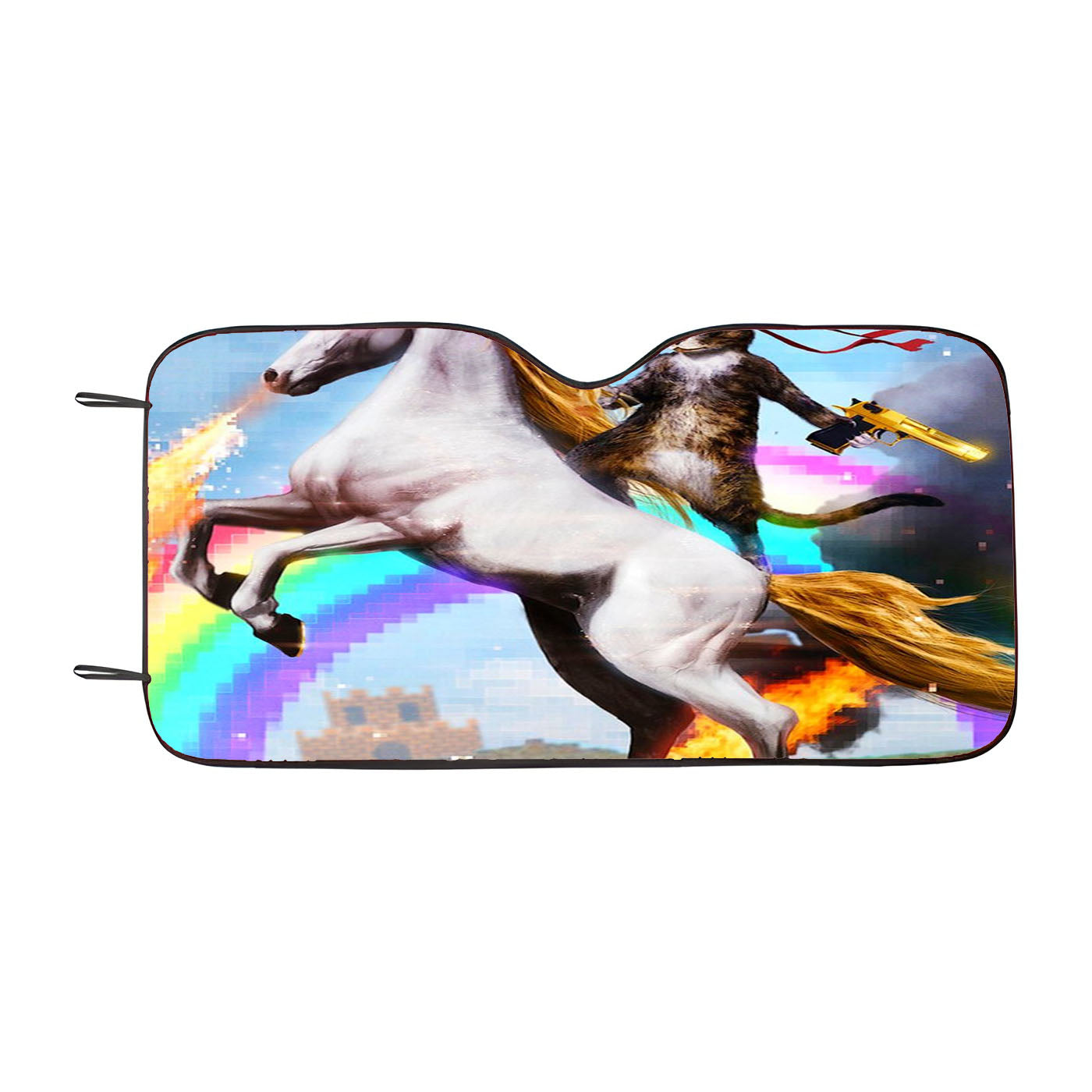 Cat Unicorn Pixel Rainbow Car Windshield Sunshade