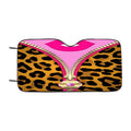 Cheetah Zipper Pattern And Lips Pink Car Windshield Sunshade