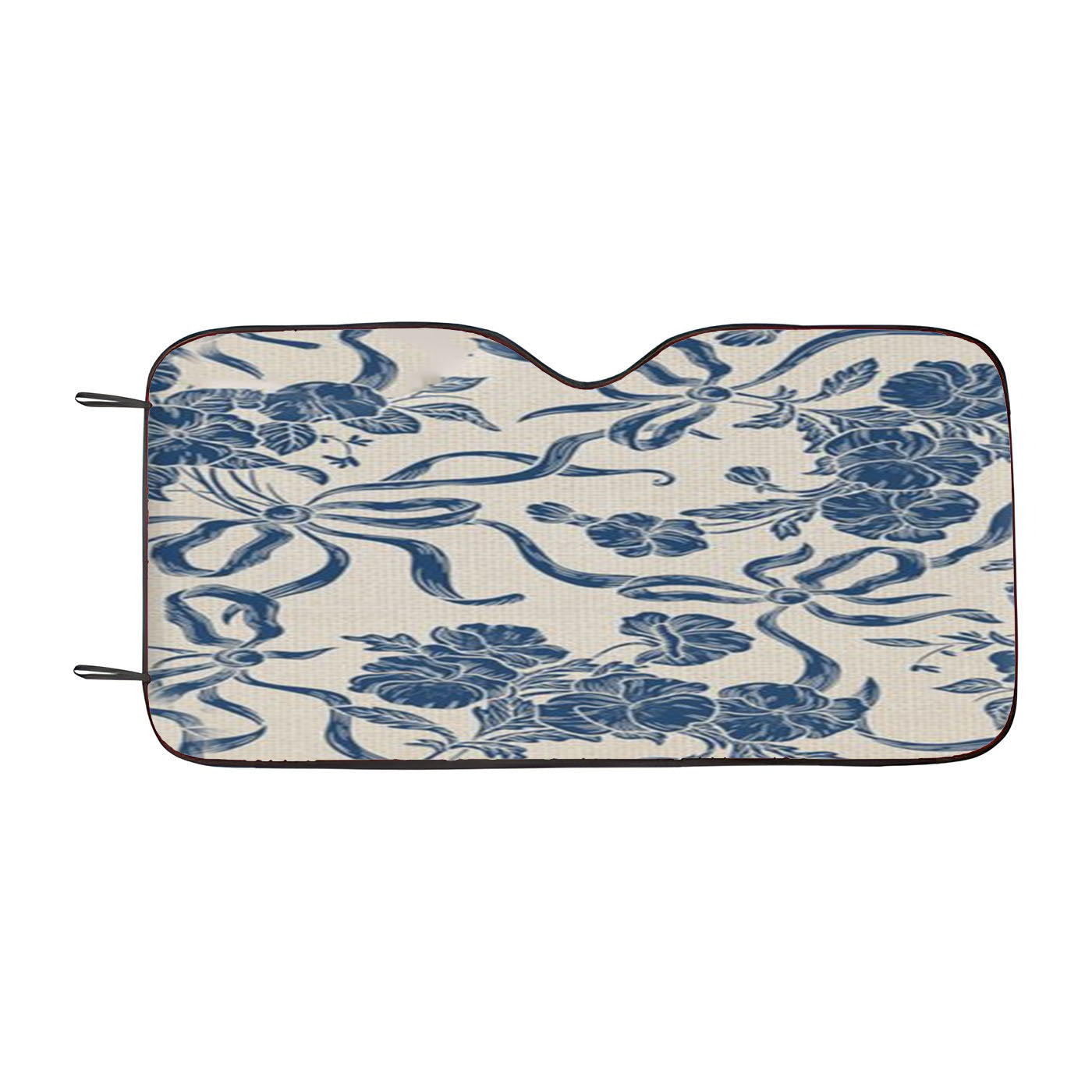Chic Modern Vintage Ivory Navy Blue Car Windshield Sunshade