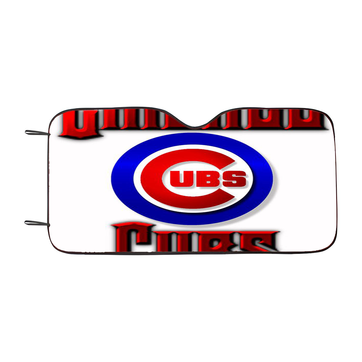 Chicago Cubs Red Text Chrome Car Windshield Sunshade