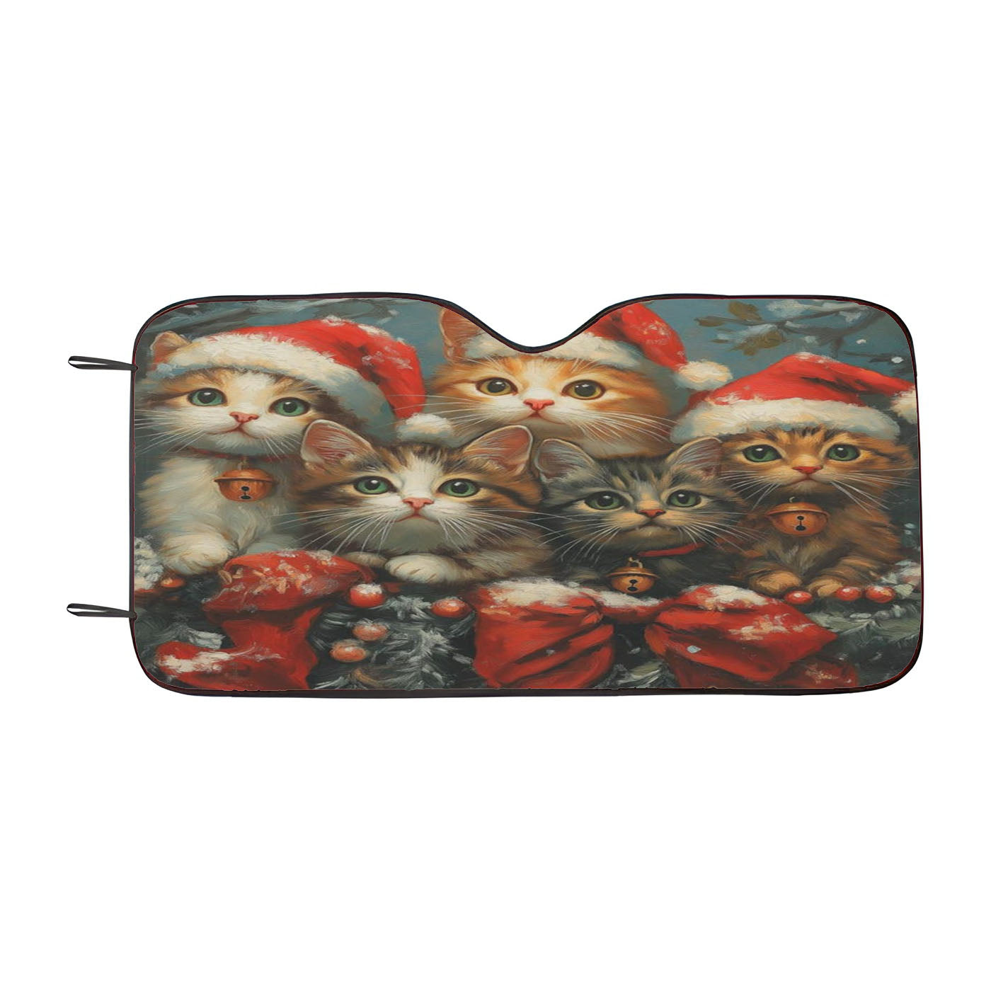 Christmas Santa Hat Kittens Car Windshield Sunshade