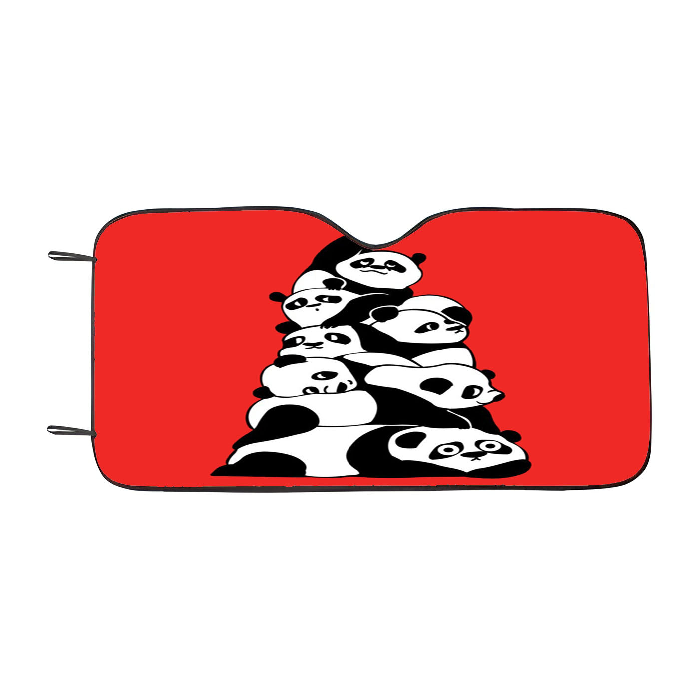 Christmas Tree Pandas Red Car Windshield Sunshade