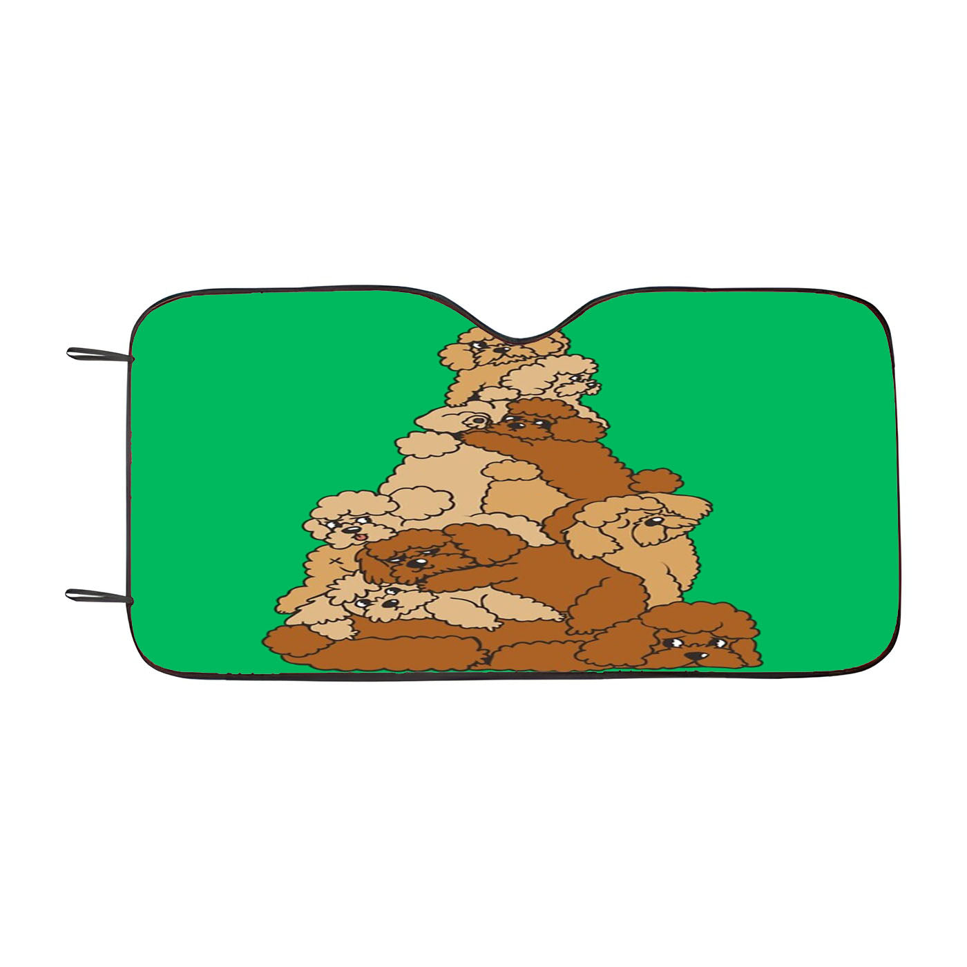 Christmas Tree Poodle Dog Green Car Windshield Sunshade