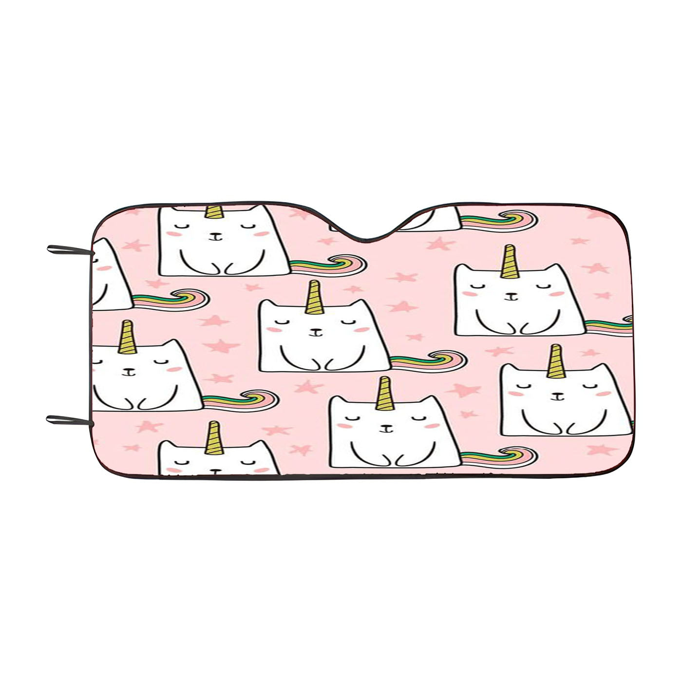 Chubby Unicorn Cat Pattern Car Windshield Sunshade