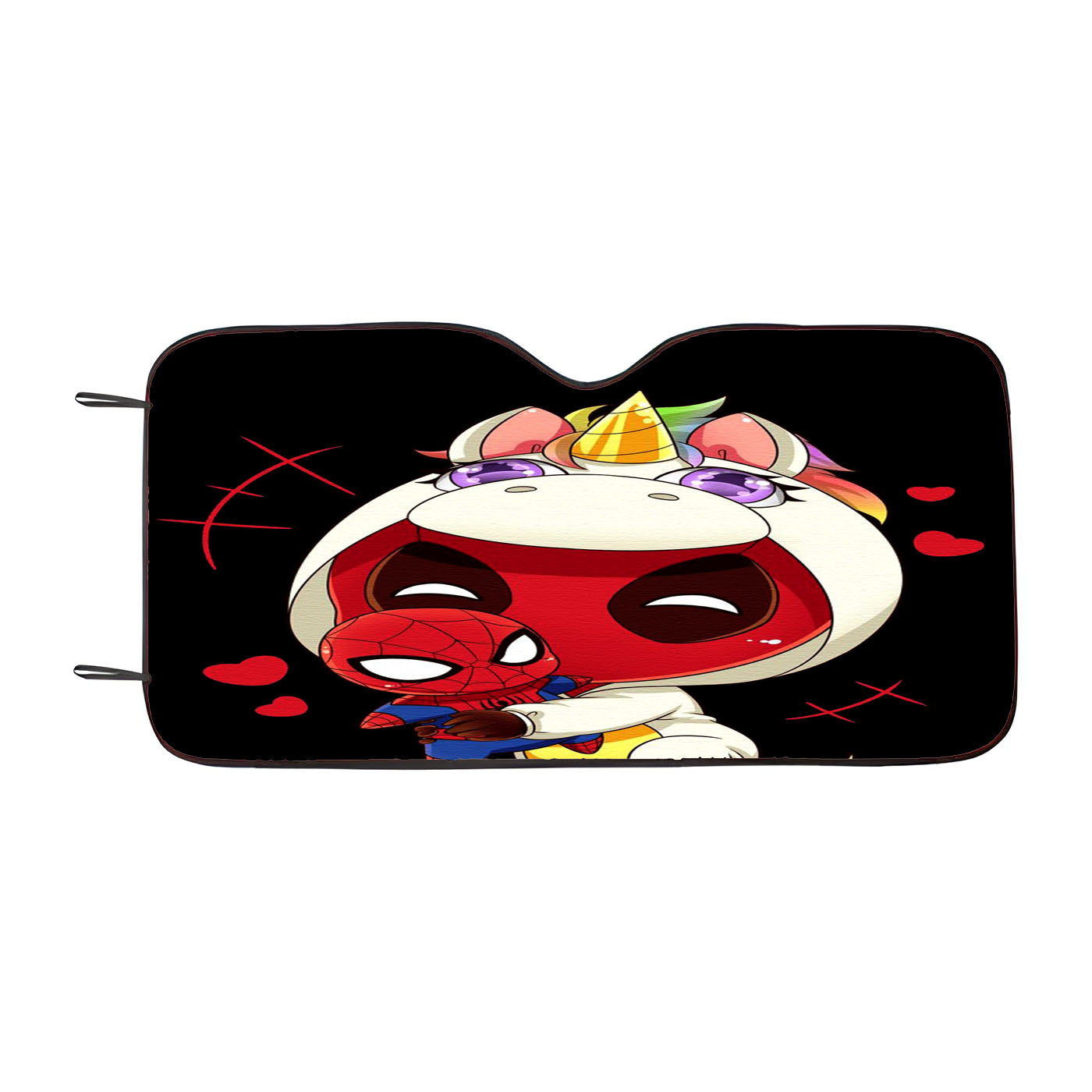 Deadpool X Spiderman X Unicorn Car Windshield Sunshade