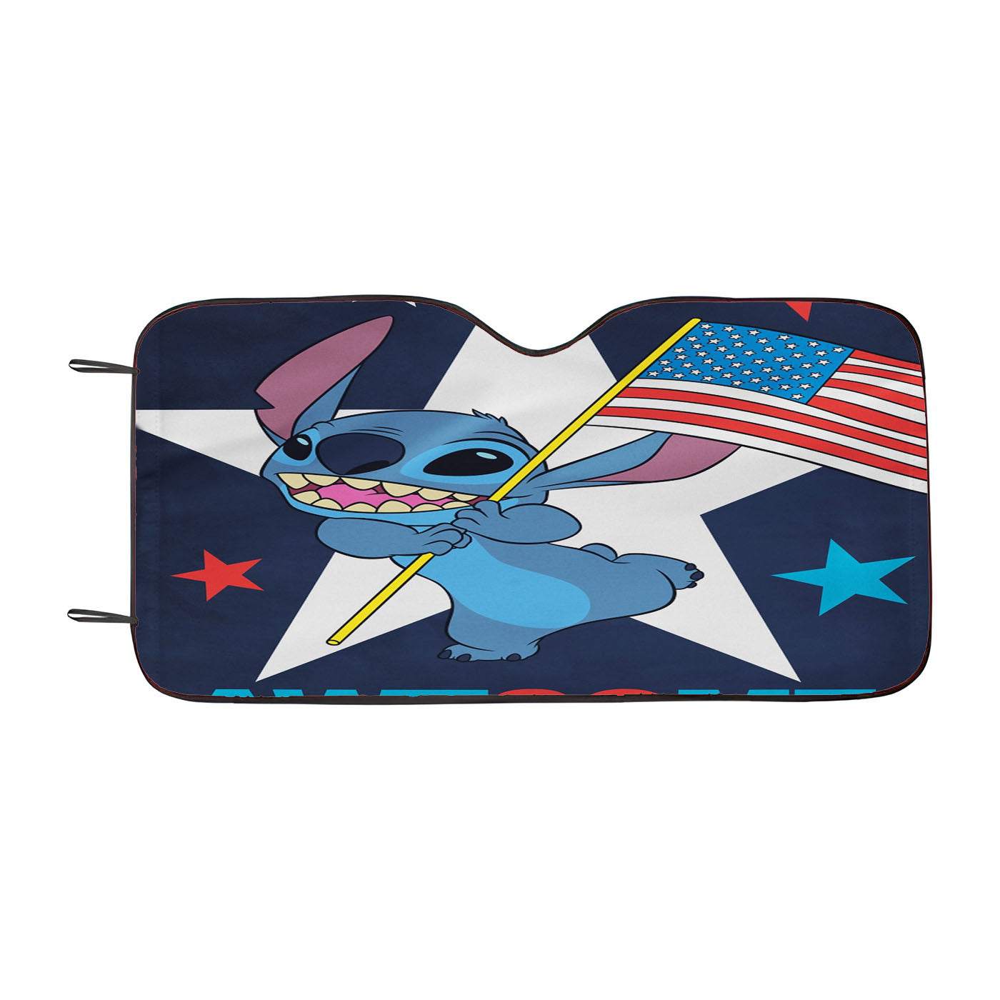 Disney Stitch Patriotic Awesome Car Windshield Sunshade
