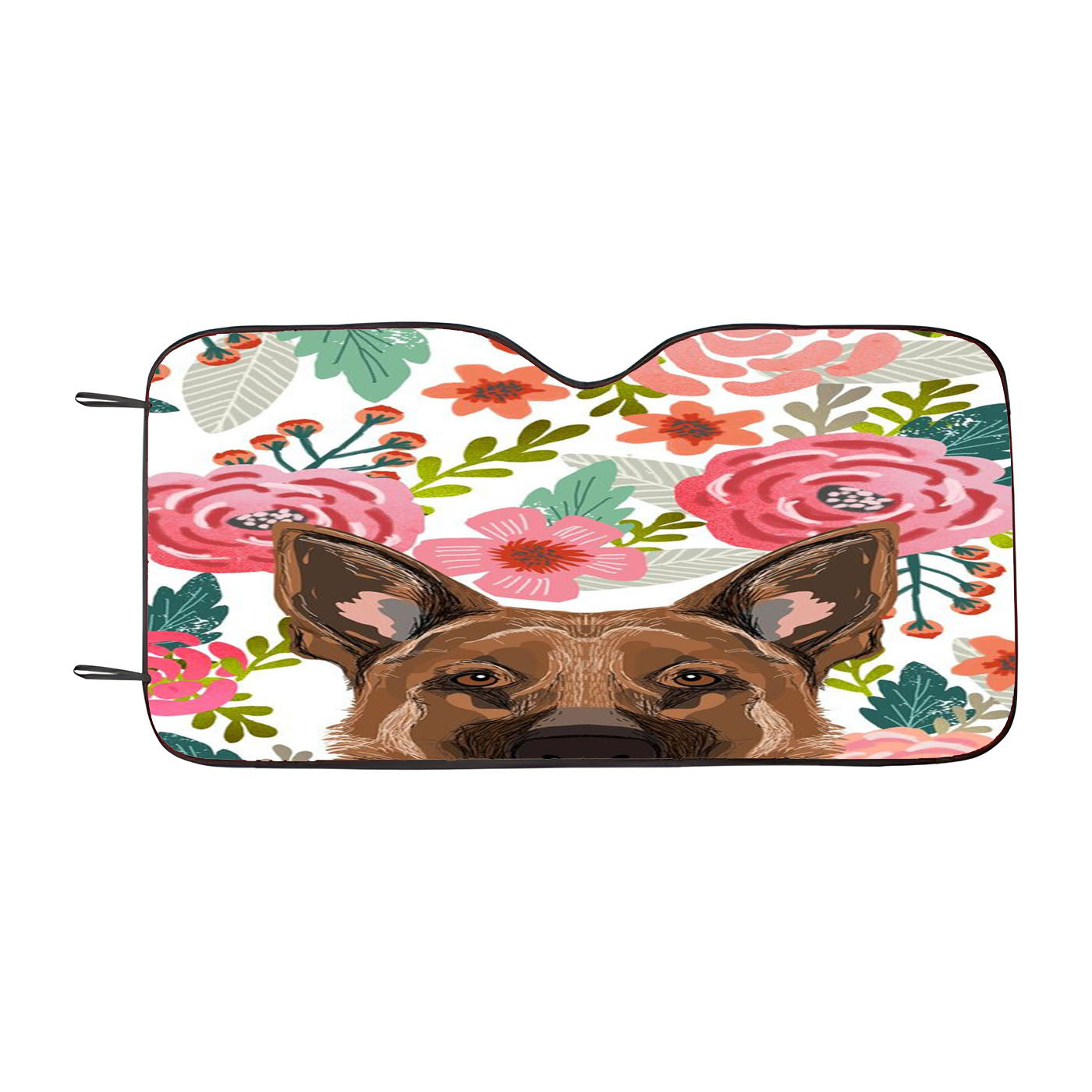 Dog Floral Art Car Windshield Sunshade